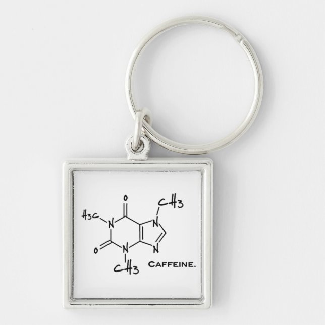 Caffiene molecule (chemical structure) key ring (Front)