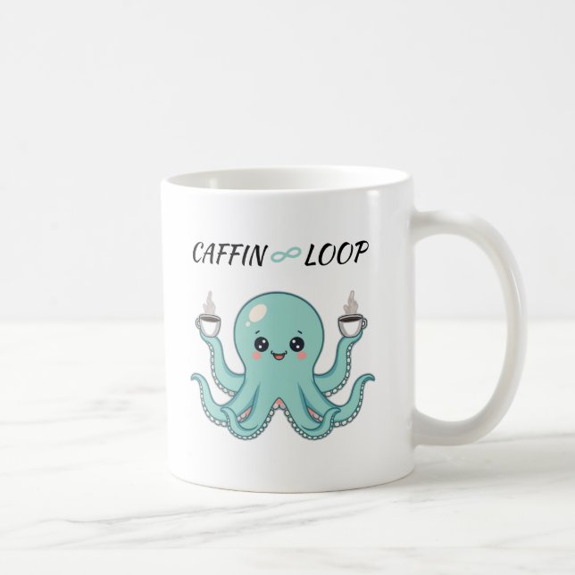 Caffin Loop Kawaii Coffee Mug – Octopus Cute  (Right)