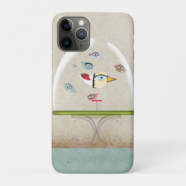 Cage Birds TURQUOISE Beige Case-Mate iPhone Case (Back)