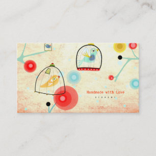 Cages Birds Business Cards Poppies