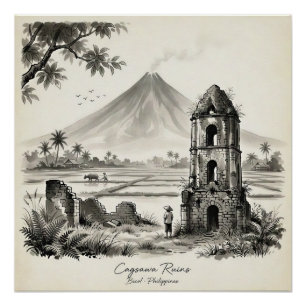 Cagsawa Ruins & Mayon Volcano Philippines Poster
