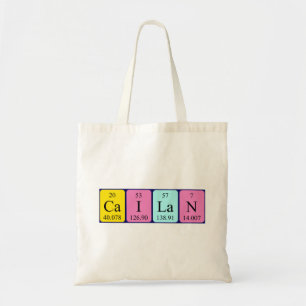 Cailan periodic table name tote bag