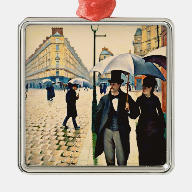 Caillebotte - Paris on a Rainy Day, Metal Tree Decoration (Front)