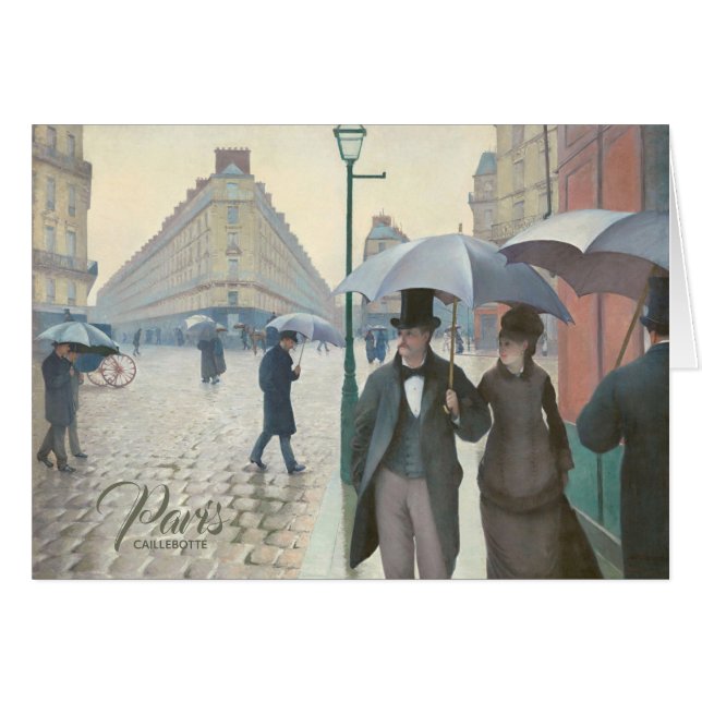 Caillebotte Paris street in rainy weather Card (Front Horizontal)