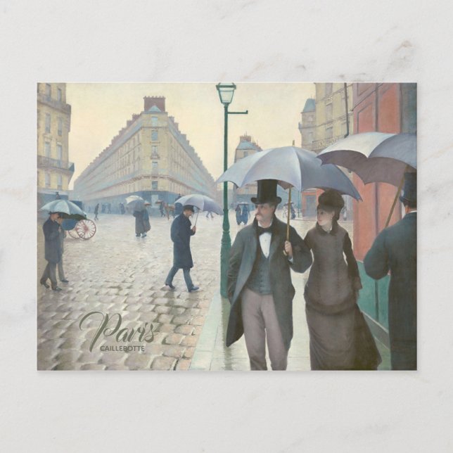 Caillebotte Paris street in rainy weather CC0705 Postcard (Front)