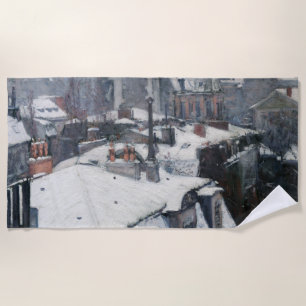 Caillebotte - Rooftops in the Snow Beach Towel
