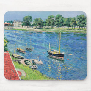 Caillebotte - Seine at Argenteuil, Boats at anchor Mouse Mat