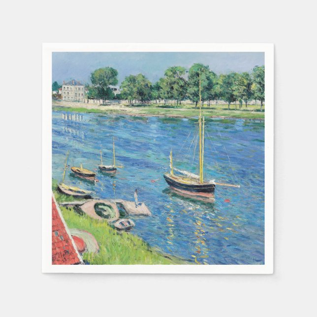 Caillebotte - Seine at Argenteuil, Boats at anchor Napkin (Front)
