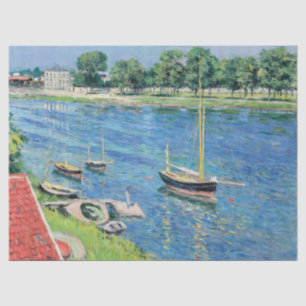 Caillebotte - Seine at Argenteuil, Boats at anchor Tissue Paper