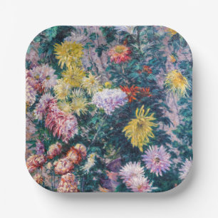 Caillebotte - White and Yellow Chrysanthemums Paper Plate