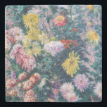 Caillebotte - White and Yellow Chrysanthemums Stone Coaster<br><div class="desc">White and Yellow Chrysanthemums in the Garden at Petit Gennevilliers,  oil on canvas - Gustave Caillebotte,  1893</div>
