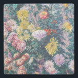 Caillebotte - White and Yellow Chrysanthemums Stone Coaster<br><div class="desc">White and Yellow Chrysanthemums in the Garden at Petit Gennevilliers,  oil on canvas - Gustave Caillebotte,  1893</div>