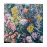 Caillebotte - White and Yellow Chrysanthemums Tile<br><div class="desc">White and Yellow Chrysanthemums in the Garden at Petit Gennevilliers,  oil on canvas - Gustave Caillebotte,  1893</div>