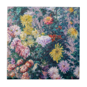 Caillebotte - White and Yellow Chrysanthemums Tile