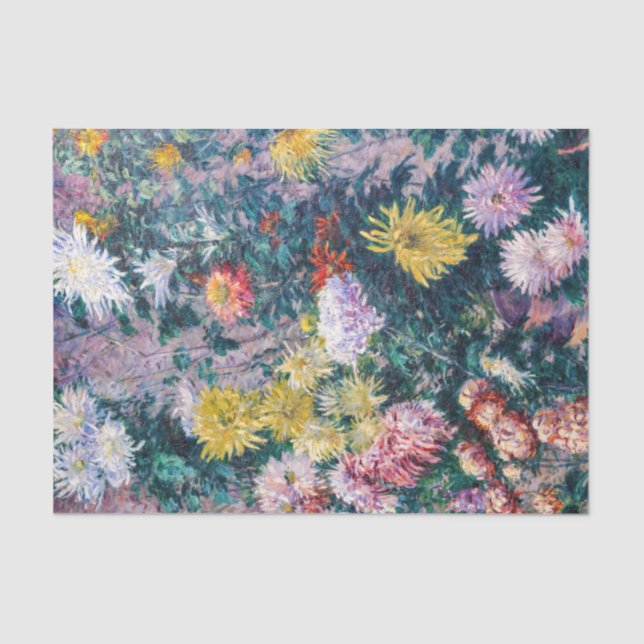 Caillebotte - White and Yellow Chrysanthemums Tissue Paper (Front)