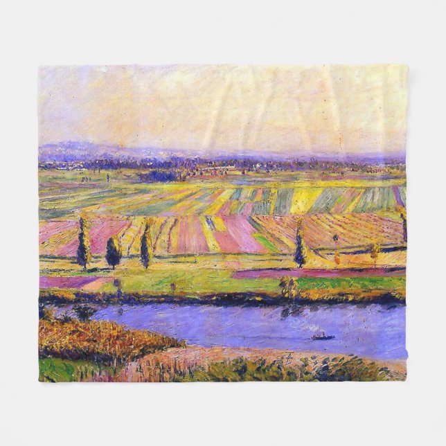 Caillebotte's La Plaine de Gennevilliers Fleece Blanket (Front (Horizontal))