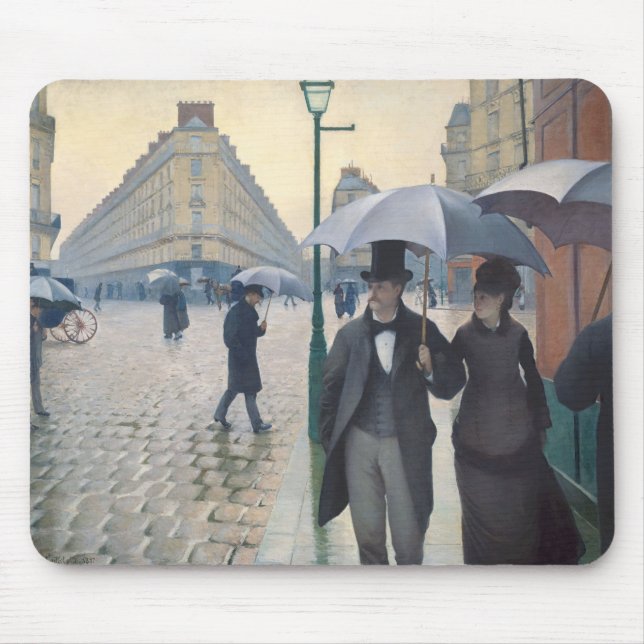 Caillebotte's Rue de Paris, temps de pluie Mouse Mat (Front)