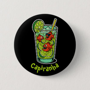 Caipiranha Cocktail – Funny Tropical Piranha Drink 6 Cm Round Badge