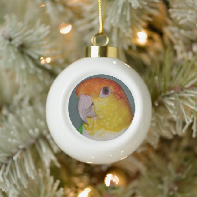 Caique Parrot Ceramic Christmas Ball Ornament (Tree)