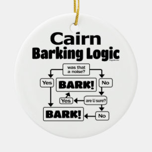 Cairn Barking Logic Ceramic Tree Decoration