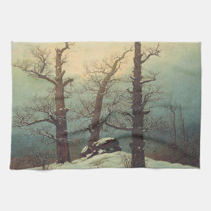 Cairn in Snow by Caspar David Friedrich Tea Towel