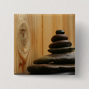 Cairn Meditation Stones and Wood 15 Cm Square Badge