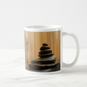 Cairn Meditation Stones and Wood Coffee Mug