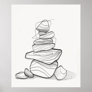 Cairn Rock pile minimalist line art II Poster