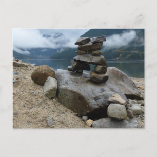 Cairn Stacked Rocks Inukshuk Lake Stones Postcard