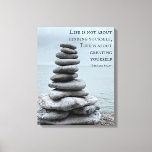 Cairn stone photography   Bernard Shaw quote Canvas Print