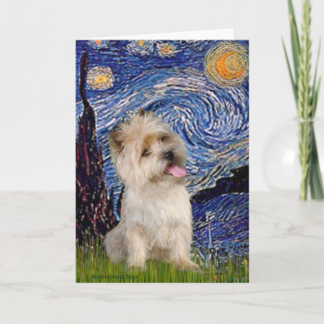 Cairn Terrier 9 - Starry Night Holiday Card (Front)