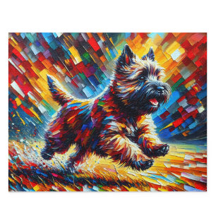 Cairn Terrier Acrylic Art: Brindle Cairn Jigsaw Puzzle