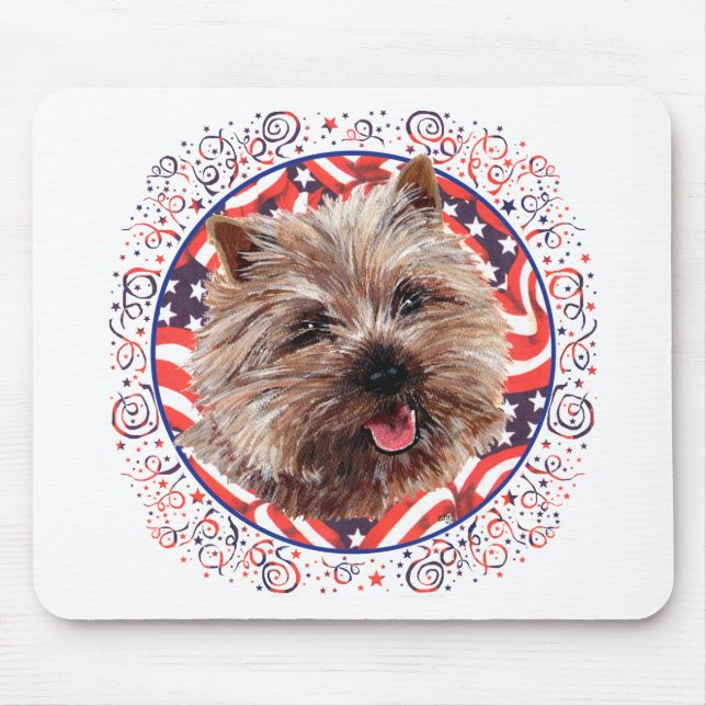 Cairn Terrier American Flag Celebration Mouse Mat (Front)