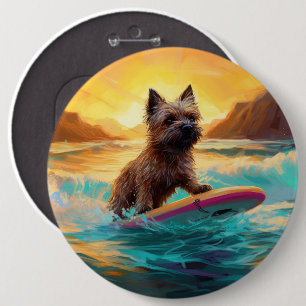 Cairn Terrier Beach Surfing Painting 6 Cm Round Badge