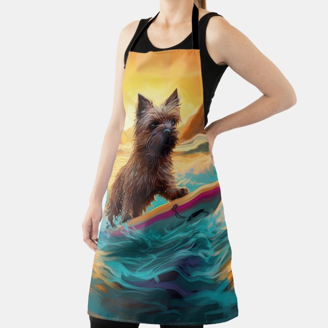 Cairn Terrier Beach Surfing Painting Apron (Insitu)