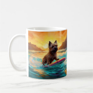 Cairn Terrier Beach Surfing Painting Coffee Mug