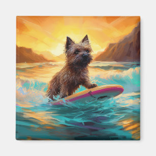 Cairn Terrier Beach Surfing Painting Magnet