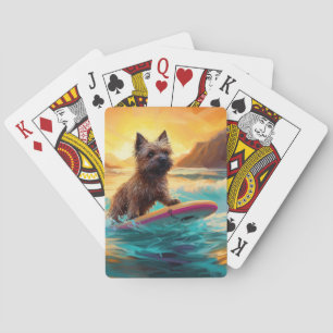Cairn Terrier Beach Surfing Painting Playing Cards