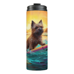 Cairn Terrier Beach Surfing Painting Thermal Tumbler