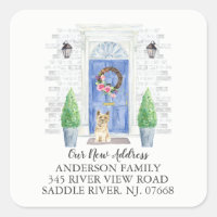 Cairn Terrier Blue Door New Address Label Sticker