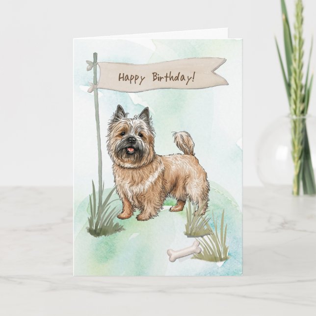 Cairn Terrier Breed Dog Under Birthday Sign Card (Front)