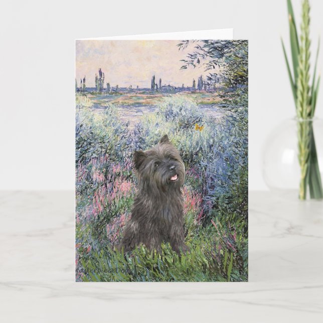 Cairn Terrier (Brindle 21) - By the Seine Holiday Card (Front)
