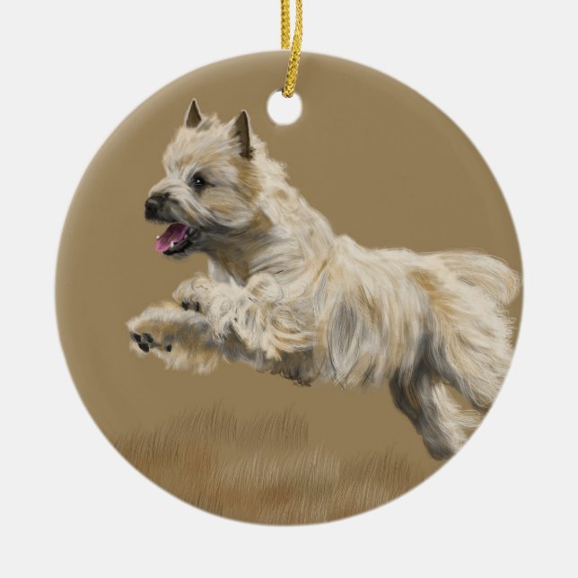 Cairn Terrier Ceramic Tree Decoration (Front)