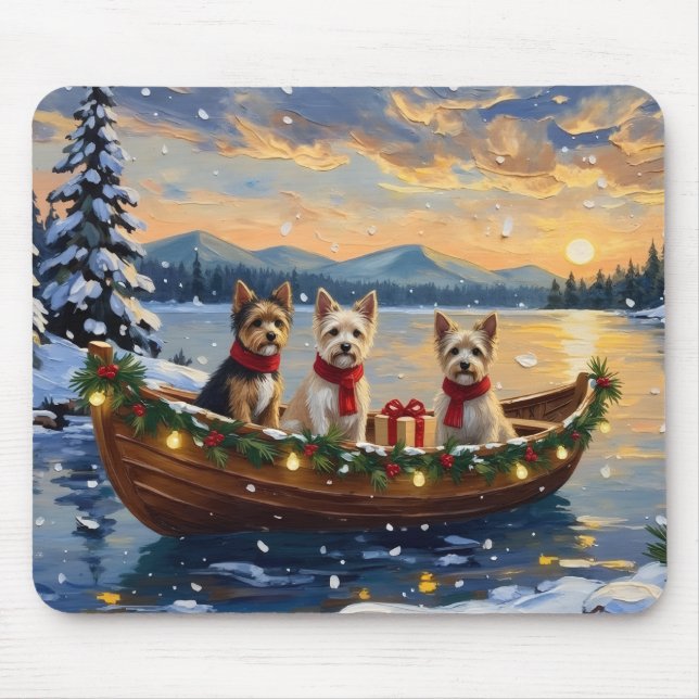 Cairn Terrier Christmas Boat Holiday Mouse Mat (Front)