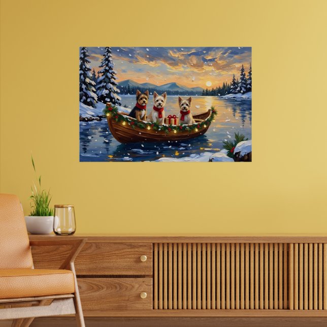 Cairn Terrier Christmas Boat Holiday Poster (Living Room 2)