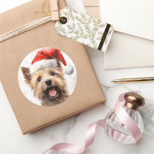 Cairn Terrier Christmas brush painting artwork Classic Round Sticker