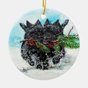 Cairn Terrier Christmas Ceramic Tree Decoration