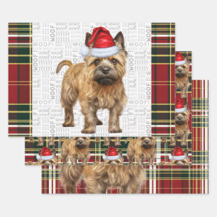 Cairn Terrier Christmas Dog Red Green Plaid Wrapping Paper Sheet