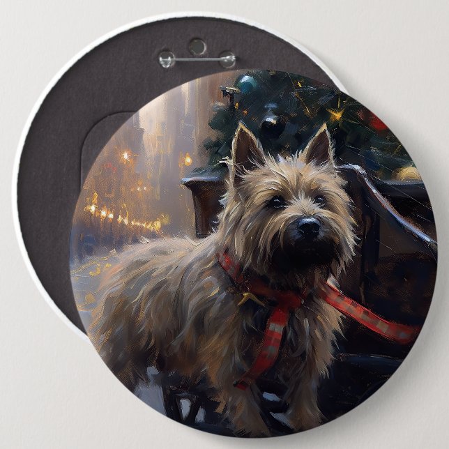 Cairn Terrier Christmas Festive Season  6 Cm Round Badge (Front & Back)