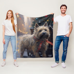 Cairn Terrier Christmas Festive Season  Fleece Blanket